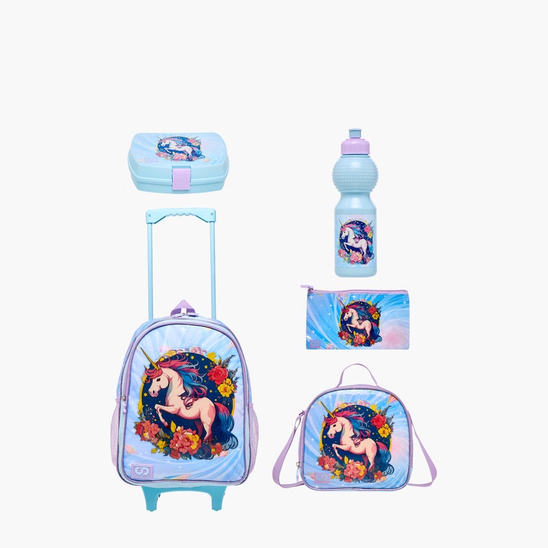 sami_studio 16 Inch Trolley-Unicorn-Set Of 5-2 Cmprt With Zip- (Polyester ) Multicolor \ 34X20X47.5 - Image 1